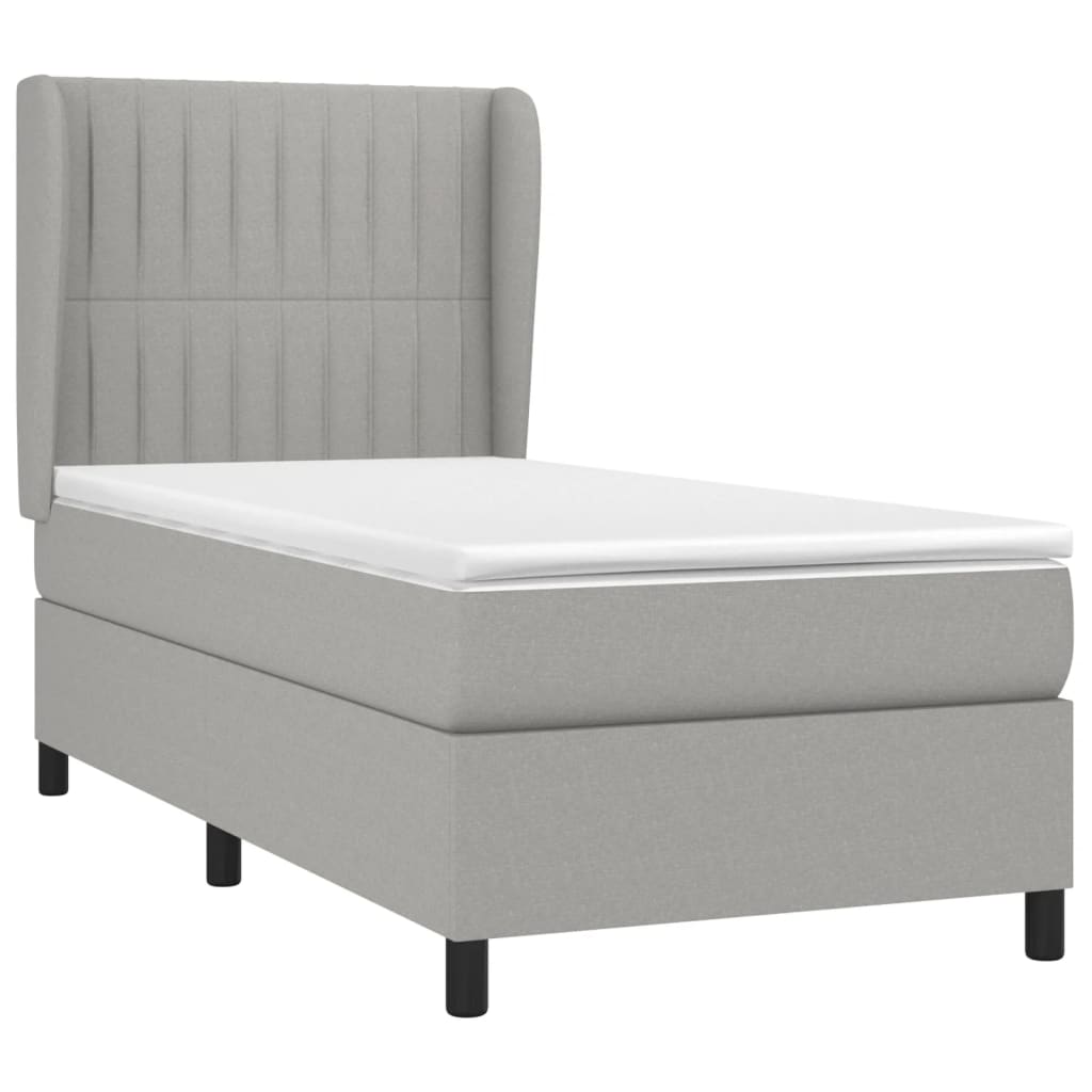 Sommier à lattes de lit et matelas Gris clair 90x190 cm Tissu - XIOS