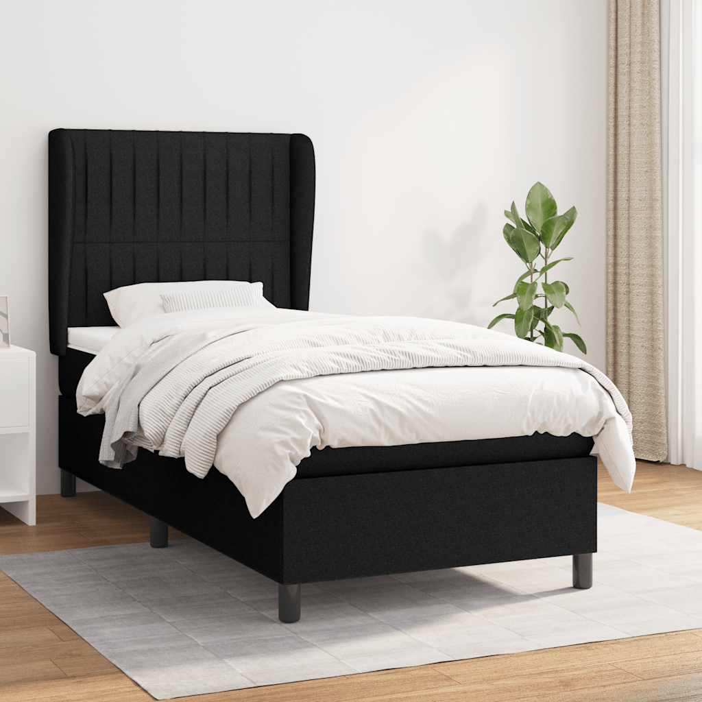 Sommier à lattes de lit avec matelas Noir 90x190 cm Tissu - XIOS