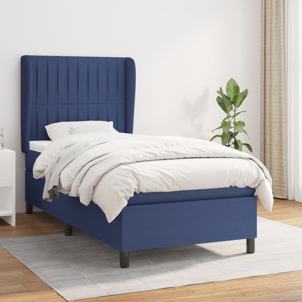 Sommier à lattes de lit avec matelas Bleu 90x200 cm Tissu - XIOS
