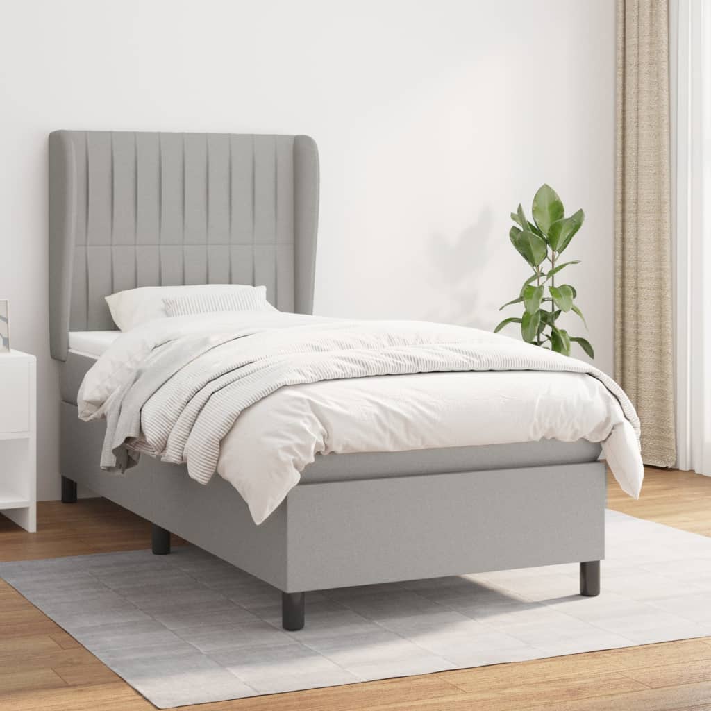 Sommier à lattes de lit avec matelas Gris clair 100x200cm Tissu - XIOS