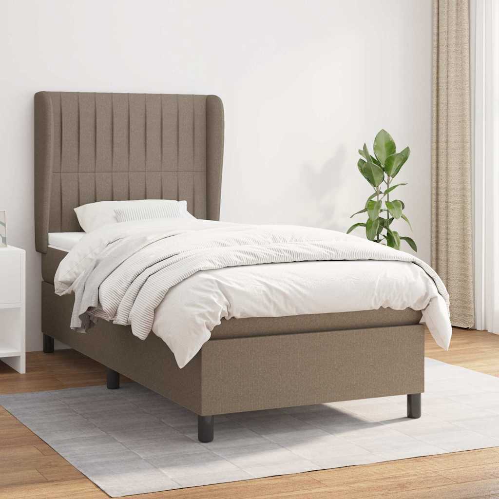 Sommier à lattes de lit avec matelas Taupe 100x200 cm Tissu