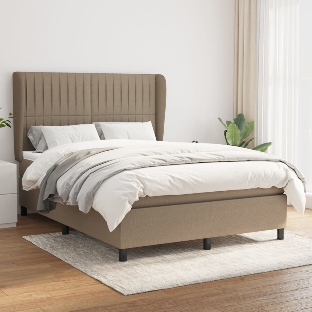 Sommier à lattes de lit avec matelas Taupe 140x190 cm Tissu - XIOS