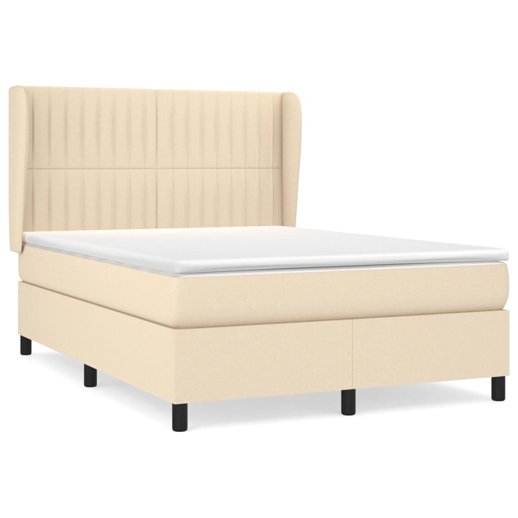 Sommier à lattes de lit avec matelas Crème 140x190 cm Tissu - XIOS