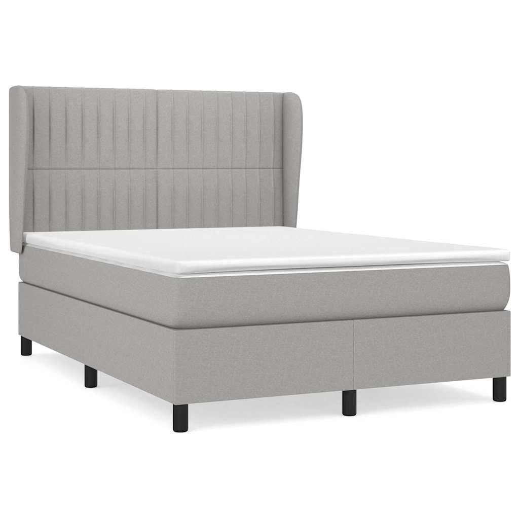 Sommier à lattes de lit avec matelas Gris clair 140x200cm Tissu