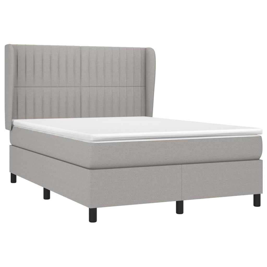 Sommier à lattes de lit avec matelas Gris clair 140x200cm Tissu