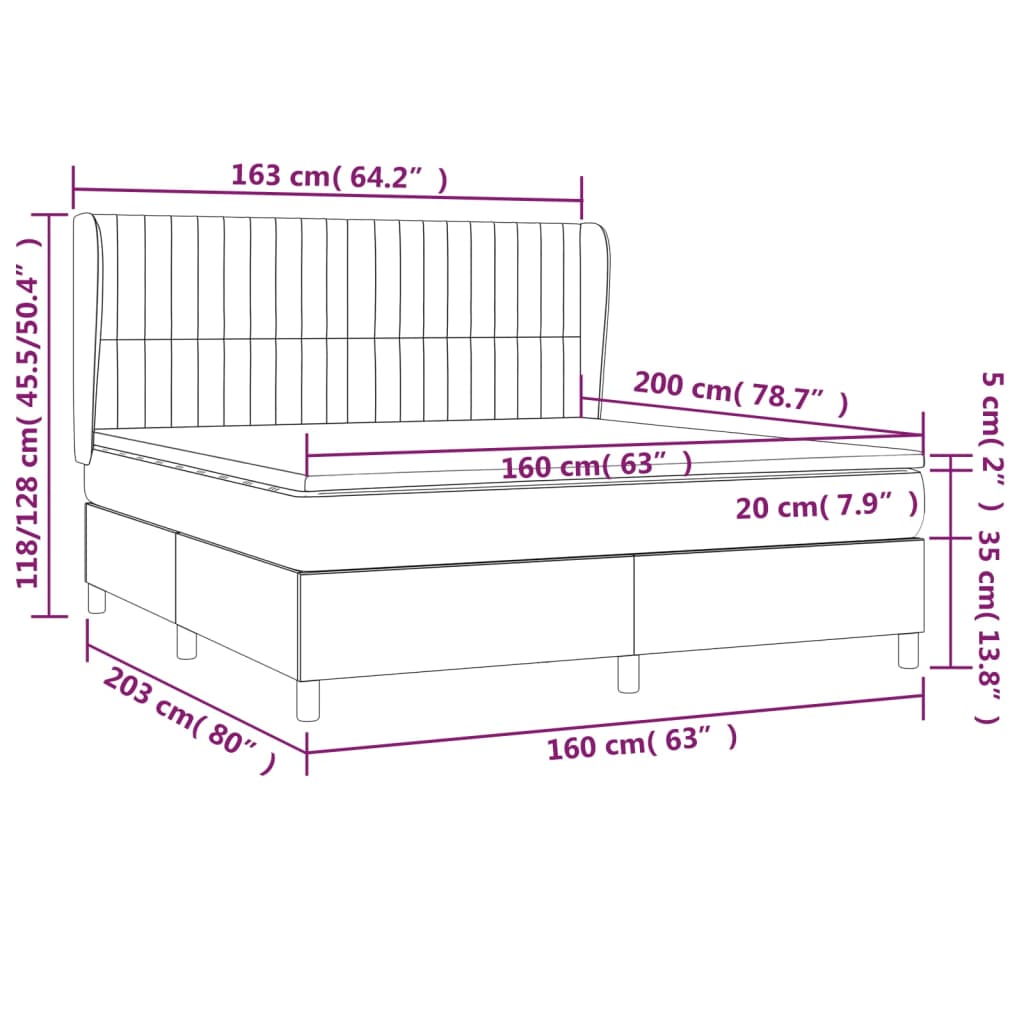 Sommier à lattes de lit avec matelas Taupe 160x200 cm Tissu - XIOS
