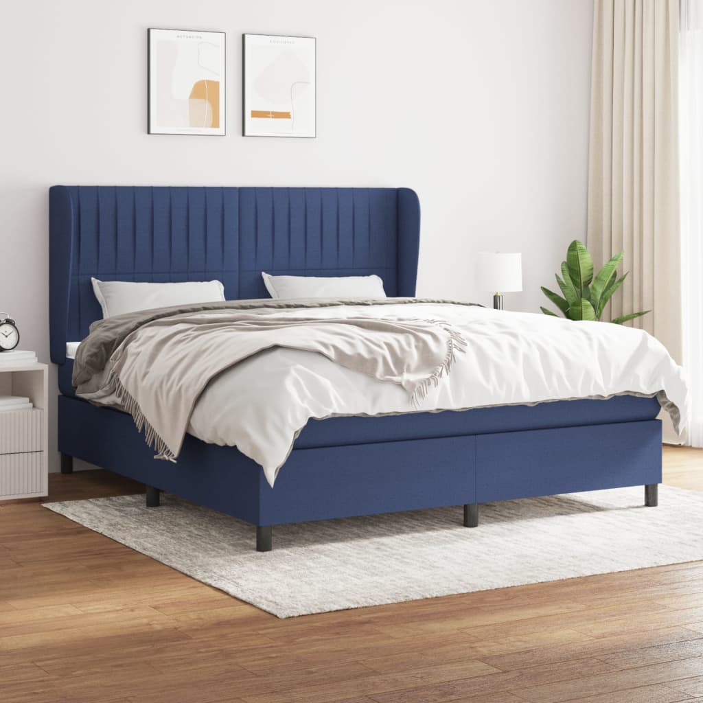 Sommier à lattes de lit avec matelas Bleu 160x200 cm Tissu - XIOS