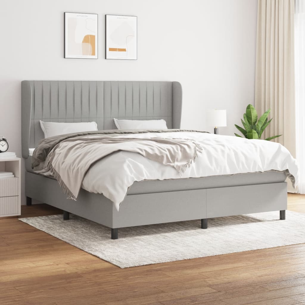 Sommier à lattes de lit avec matelas Gris clair 180x200cm Tissu - XIOS