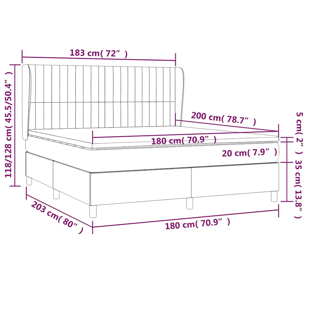 Sommier à lattes de lit avec matelas Noir 180x200 cm Tissu - XIOS