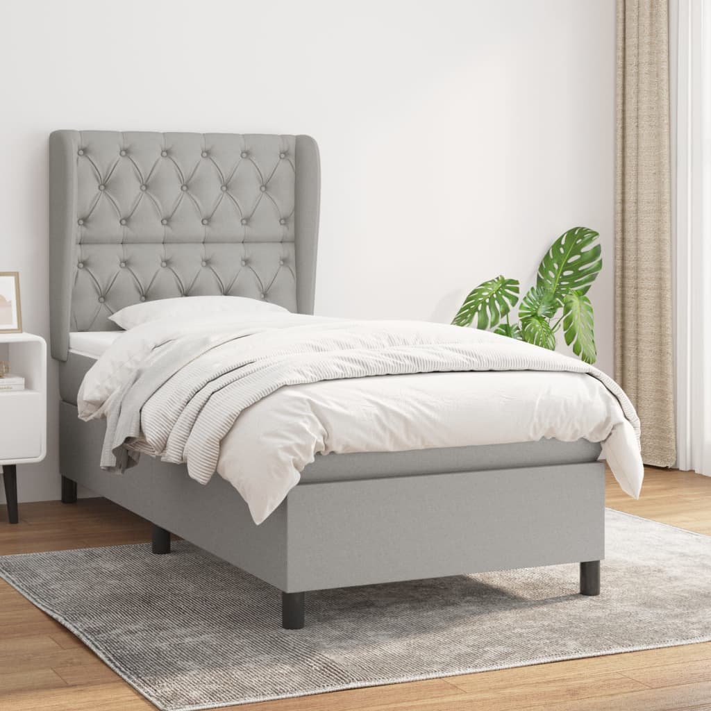 Sommier à lattes de lit avec matelas Gris clair 80x200 cm Tissu - XIOS