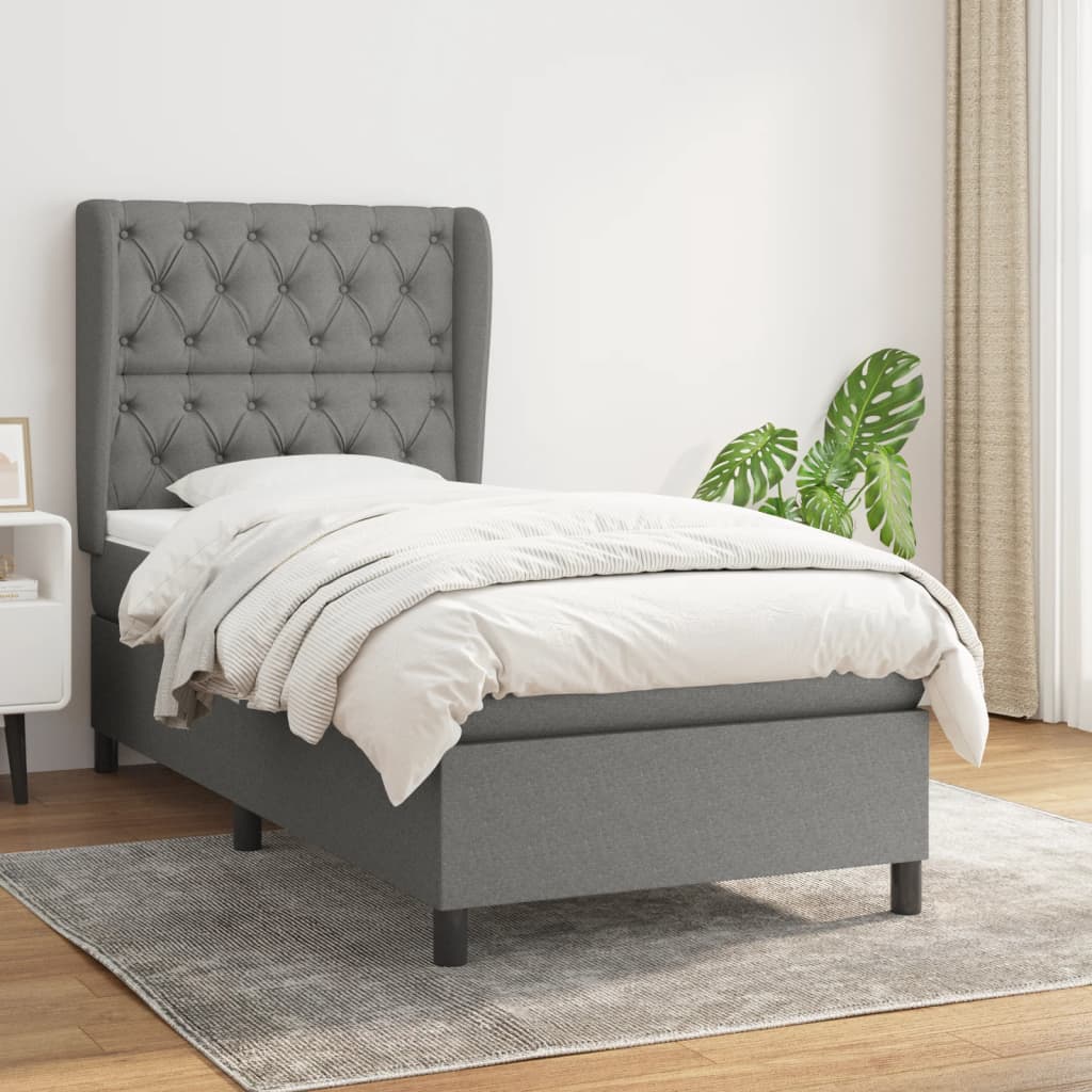 Sommier à lattes de lit avec matelas Gris foncé 80x200 cm Tissu - XIOS