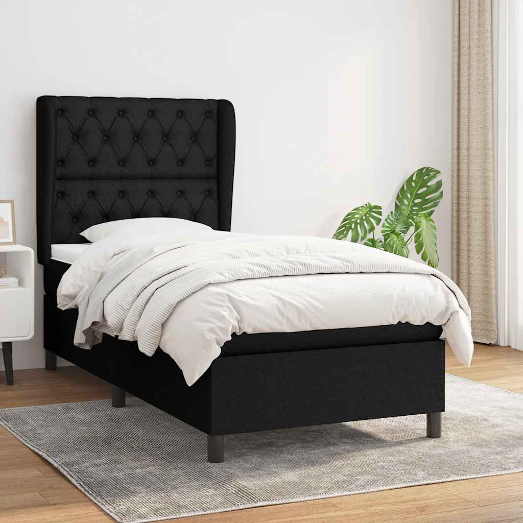 Sommier à lattes de lit et matelas Noir 80x200 cm Tissu - XIOS