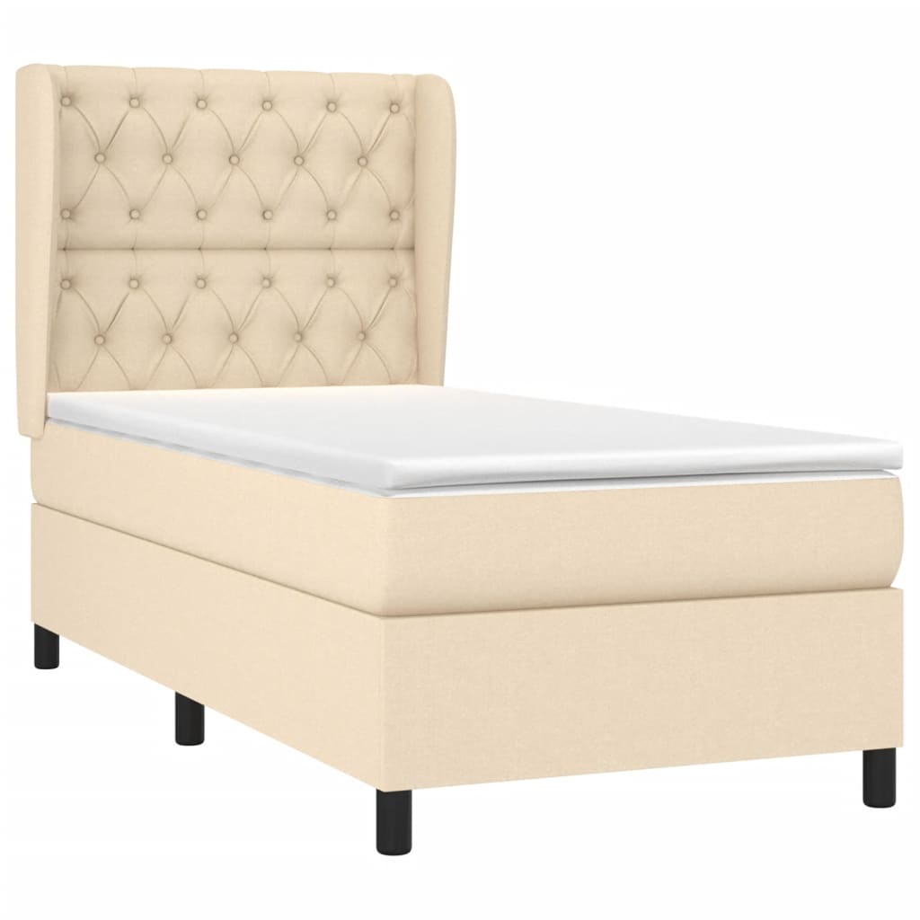 Sommier à lattes de lit avec matelas Crème 80x200 cm Tissu