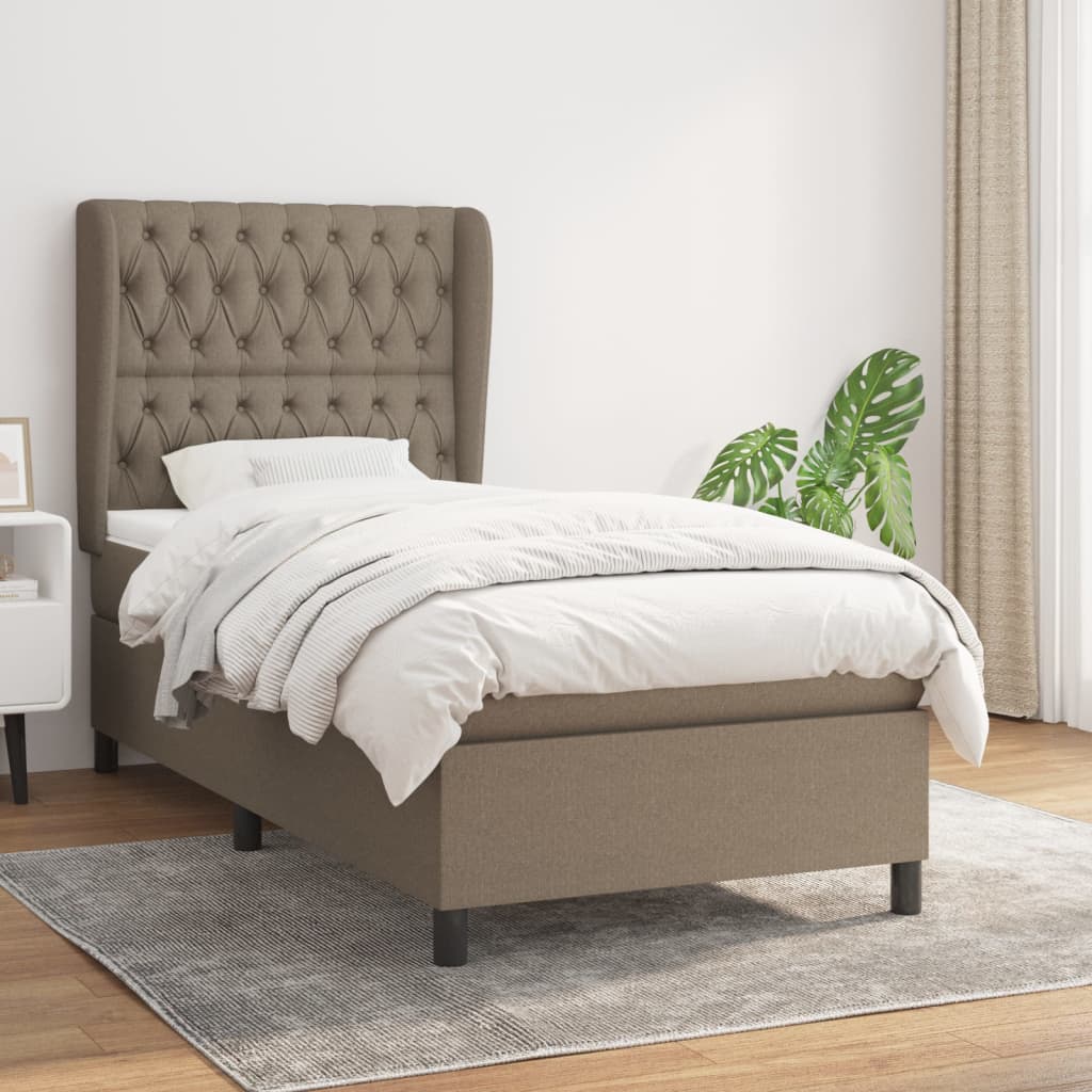 Sommier à lattes de lit avec matelas Taupe 90x200 cm Tissu - XIOS