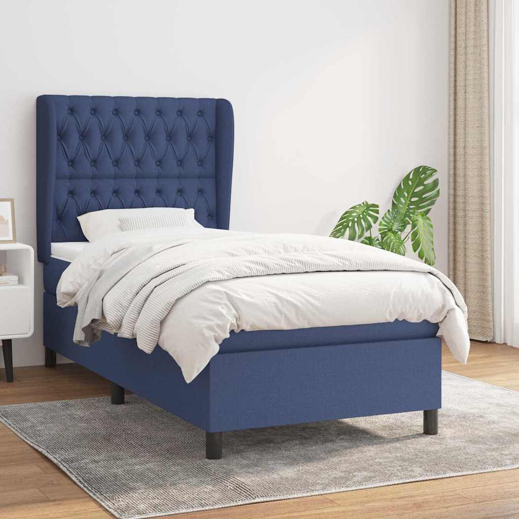 Sommier à lattes de lit avec matelas Bleu 90x200 cm Tissu - XIOS