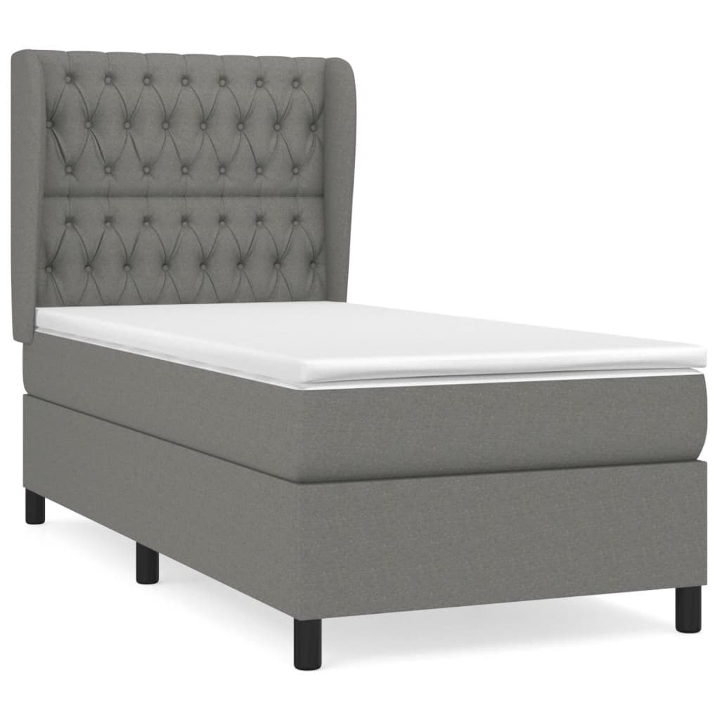 Sommier à lattes de lit avec matelas Gris foncé 100x200cm Tissu - XIOS