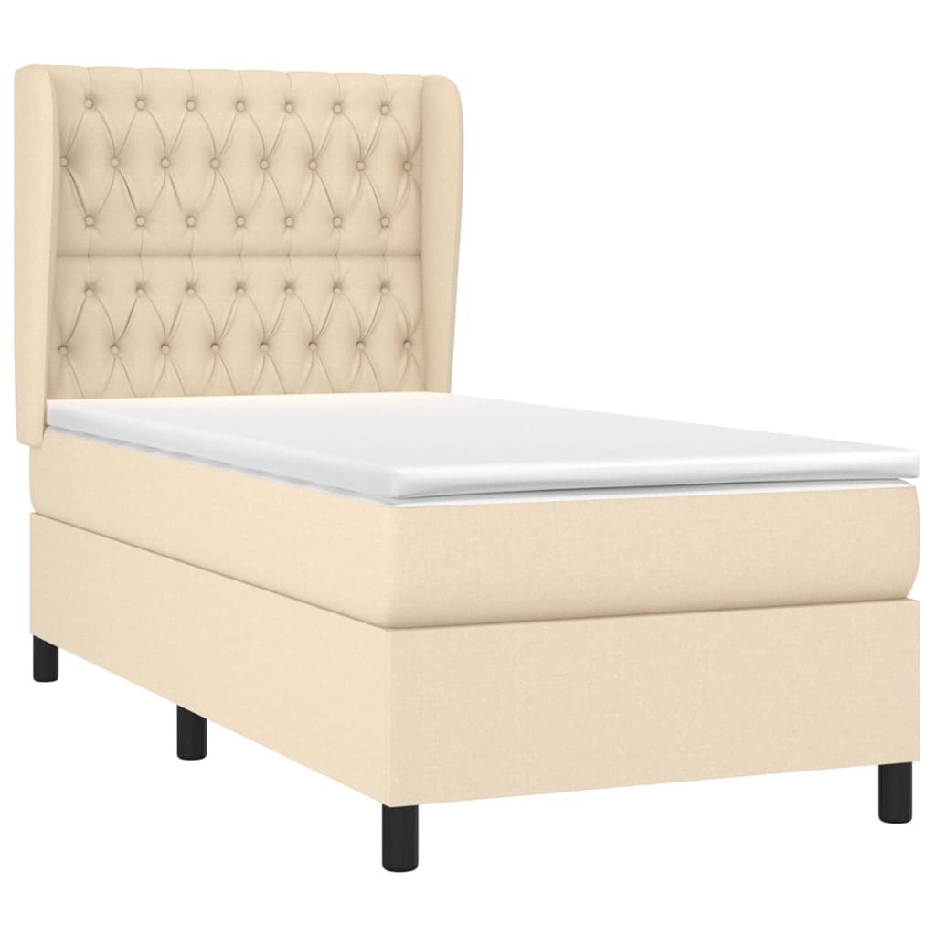 Sommier à lattes de lit avec matelas Crème 100x200 cm Tissu - XIOS
