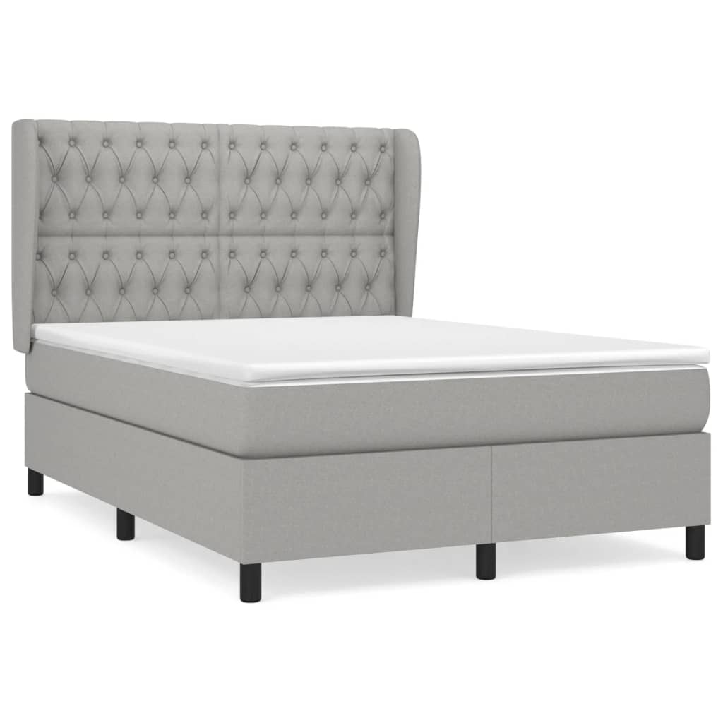 Sommier à lattes de lit avec matelas Gris clair 140x190cm Tissu - XIOS