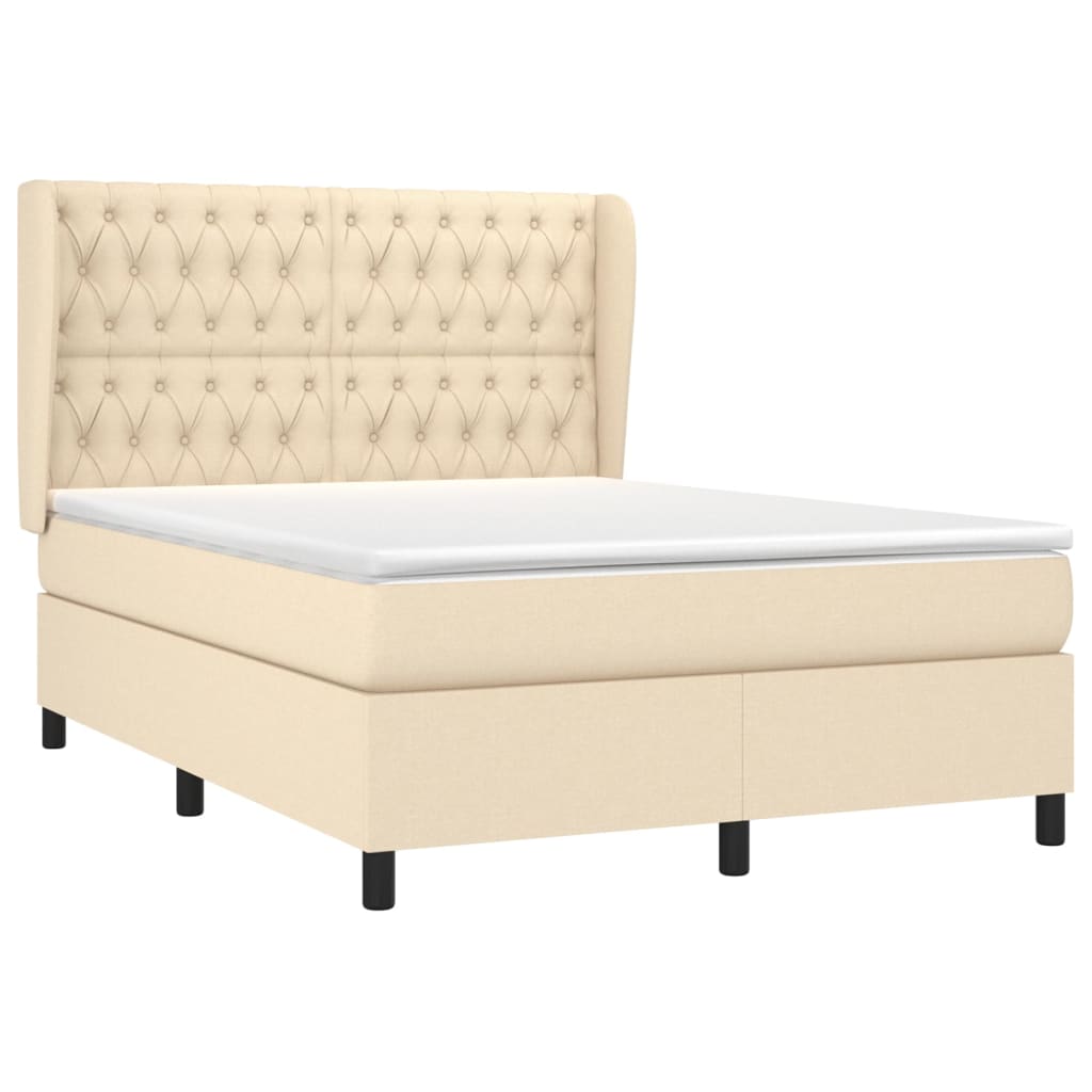 Sommier à lattes de lit avec matelas Crème 140x190 cm Tissu - XIOS