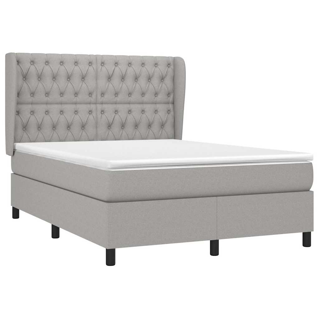 Sommier à lattes de lit avec matelas Gris clair 140x200cm Tissu