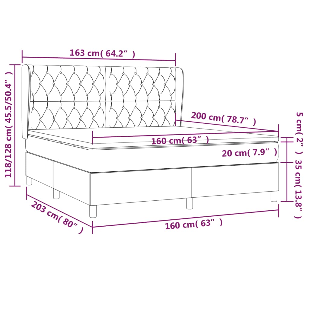 Sommier à lattes de lit avec matelas Gris clair 160x200cm Tissu - XIOS