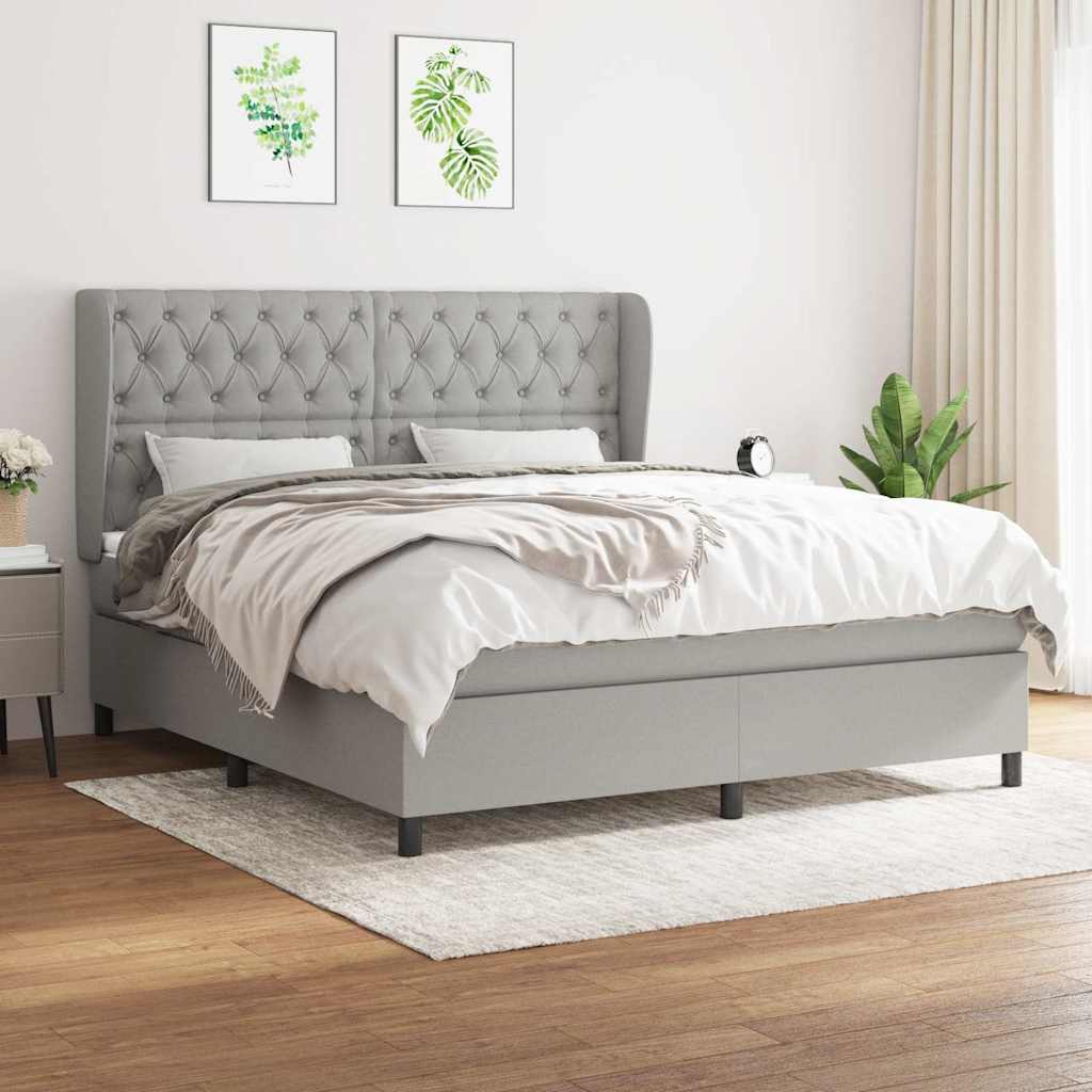 Sommier à lattes de lit avec matelas Gris clair 160x200cm Tissu