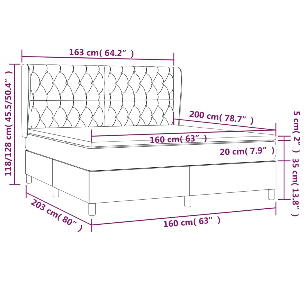 Sommier à lattes de lit avec matelas Taupe 160x200 cm Tissu - XIOS
