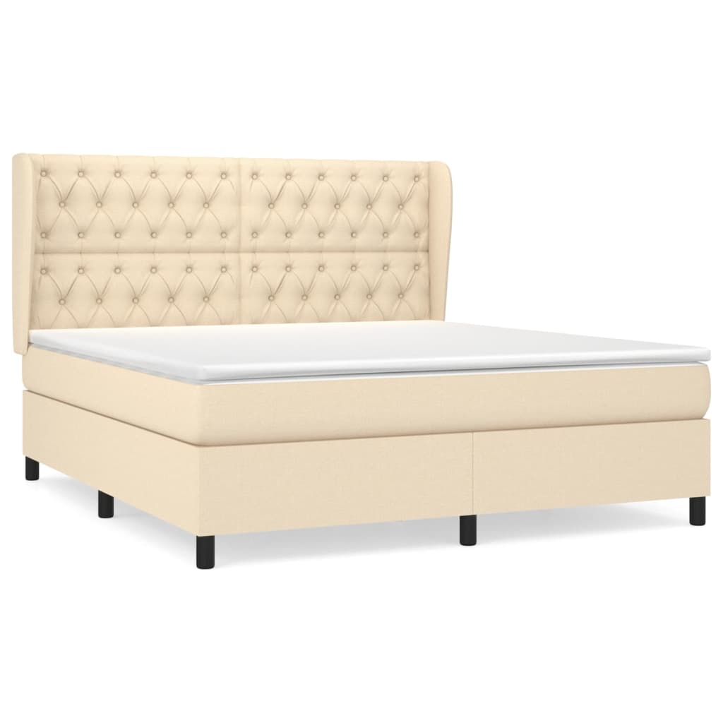 Sommier à lattes de lit avec matelas Crème 160x200 cm Tissu - XIOS