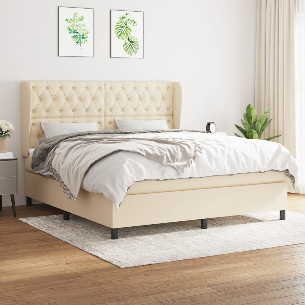 Sommier à lattes de lit avec matelas Crème 160x200 cm Tissu - XIOS