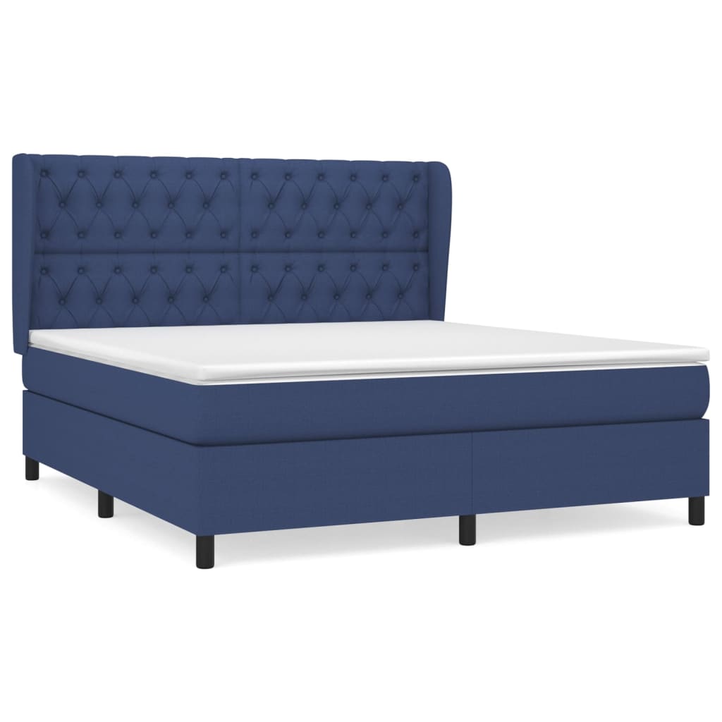 Sommier à lattes de lit avec matelas Bleu 160x200 cm Tissu - XIOS