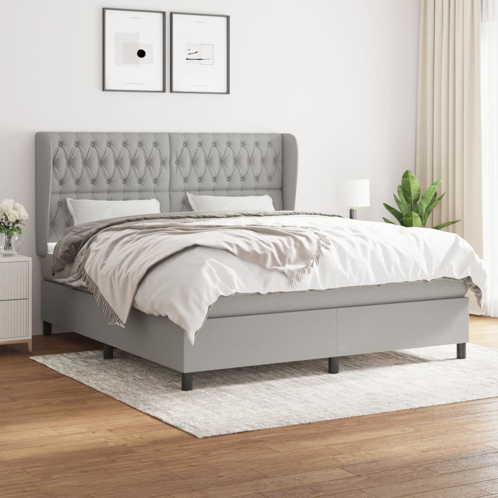 Sommier à lattes de lit avec matelas Gris clair 180x200cm Tissu - XIOS