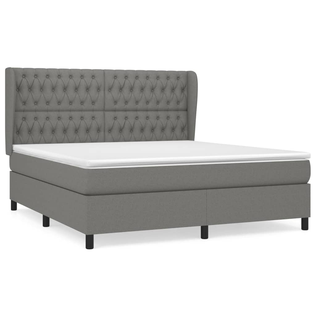 Sommier à lattes de lit avec matelas Gris foncé 180x200cm Tissu - XIOS