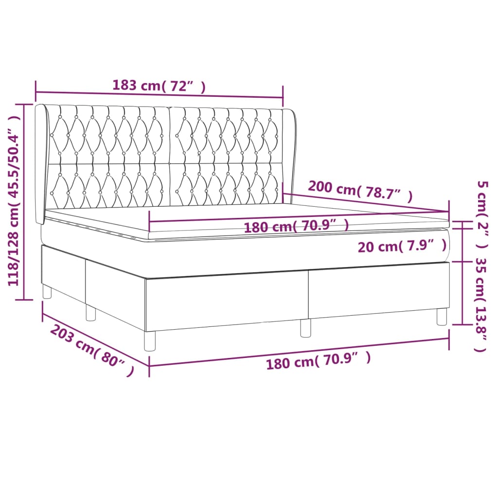 Sommier à lattes de lit avec matelas Gris foncé 180x200cm Tissu - XIOS