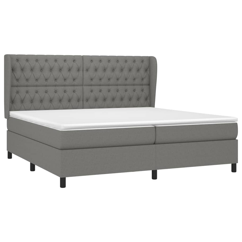 Sommier à lattes de lit avec matelas Gris foncé 200x200cm Tissu - XIOS