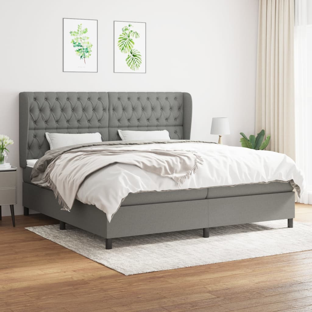 Sommier à lattes de lit avec matelas Gris foncé 200x200cm Tissu - XIOS