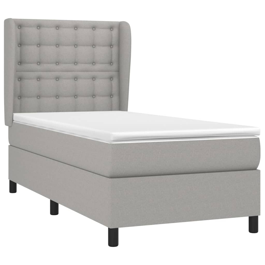 Sommier à lattes de lit et matelas Gris clair 90x190 cm Tissu - XIOS