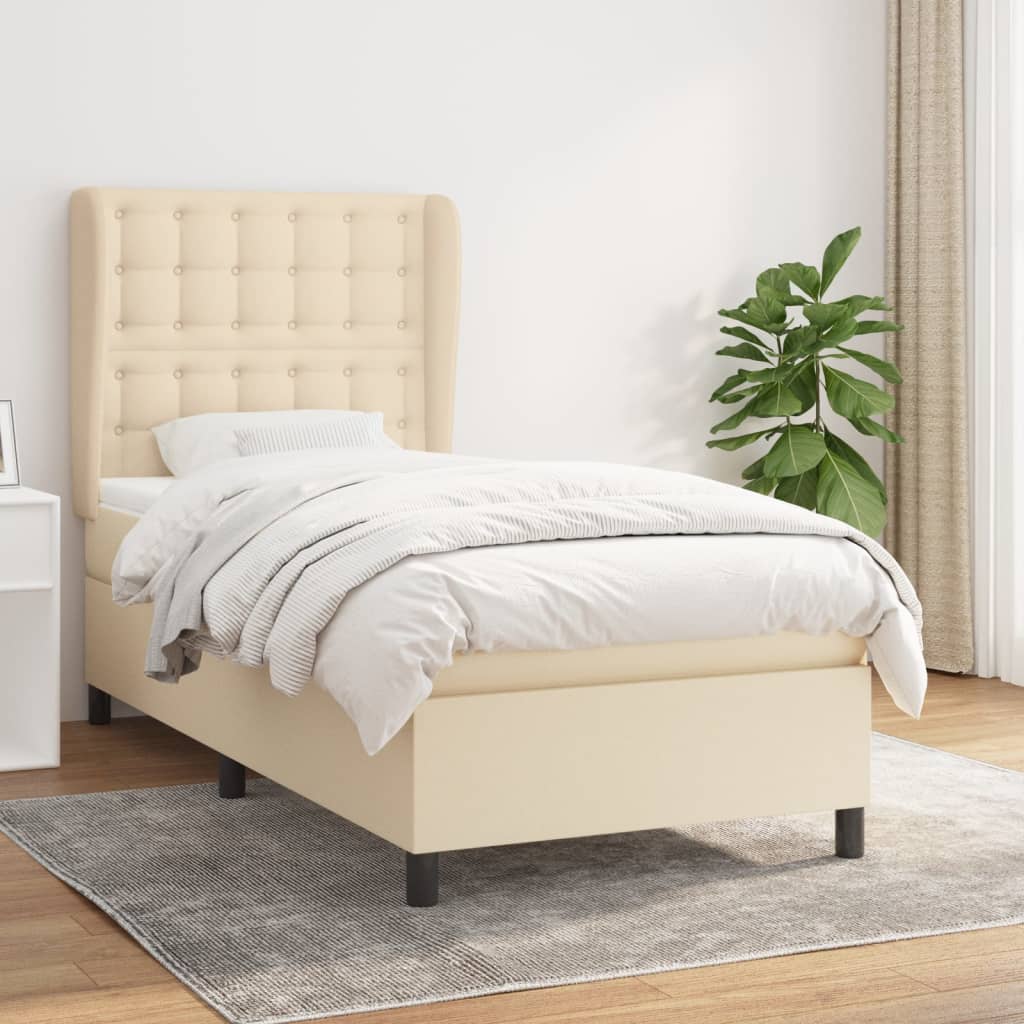 Sommier à lattes de lit et matelas Crème 90x190 cm Tissu - XIOS