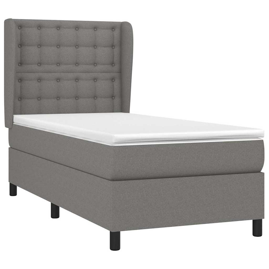 Sommier à lattes de lit avec matelas Gris foncé 90x200 cm Tissu