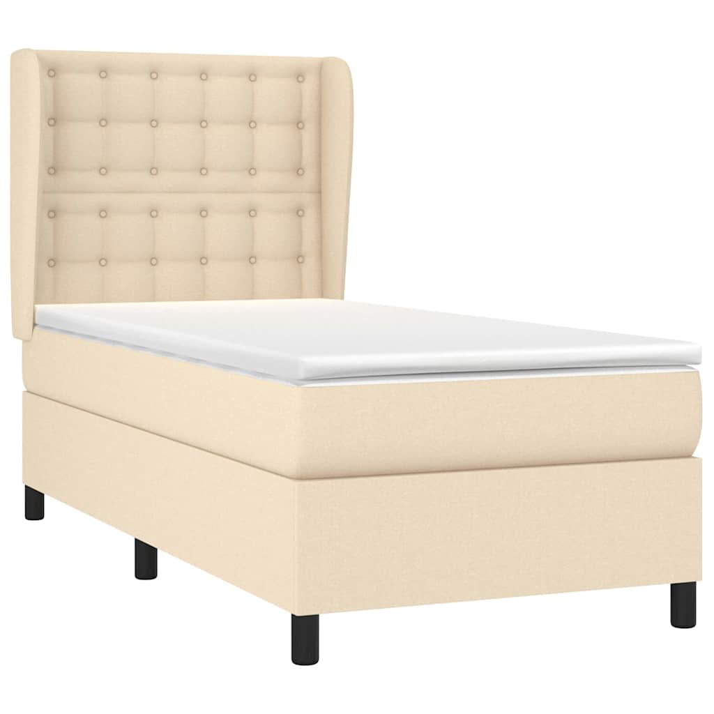 Sommier à lattes de lit avec matelas Crème 90x200 cm Tissu