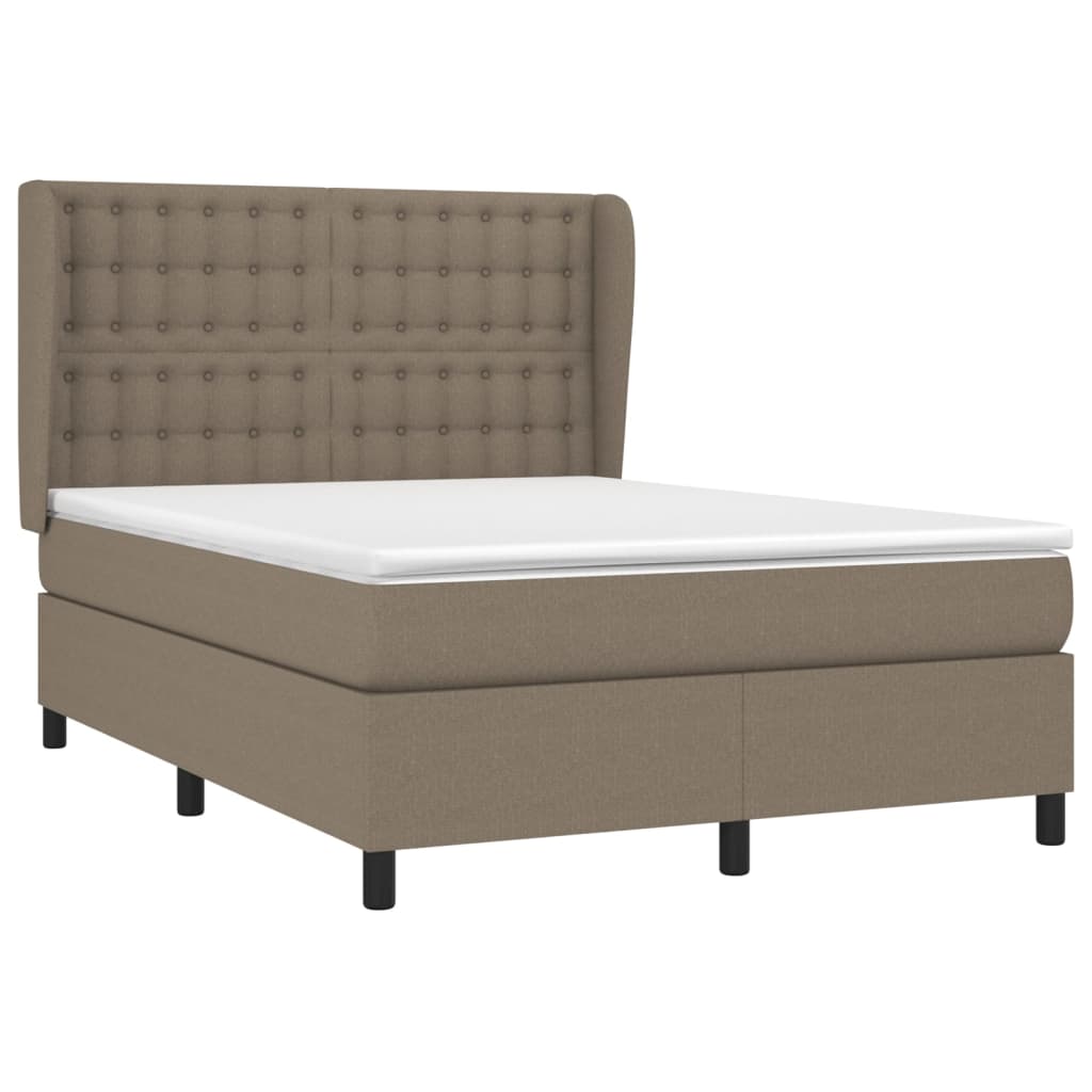 Sommier à lattes de lit avec matelas Taupe 140x190 cm Tissu - XIOS