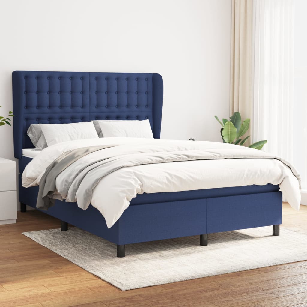 Sommier à lattes de lit avec matelas Bleu 140x190 cm Tissu - XIOS