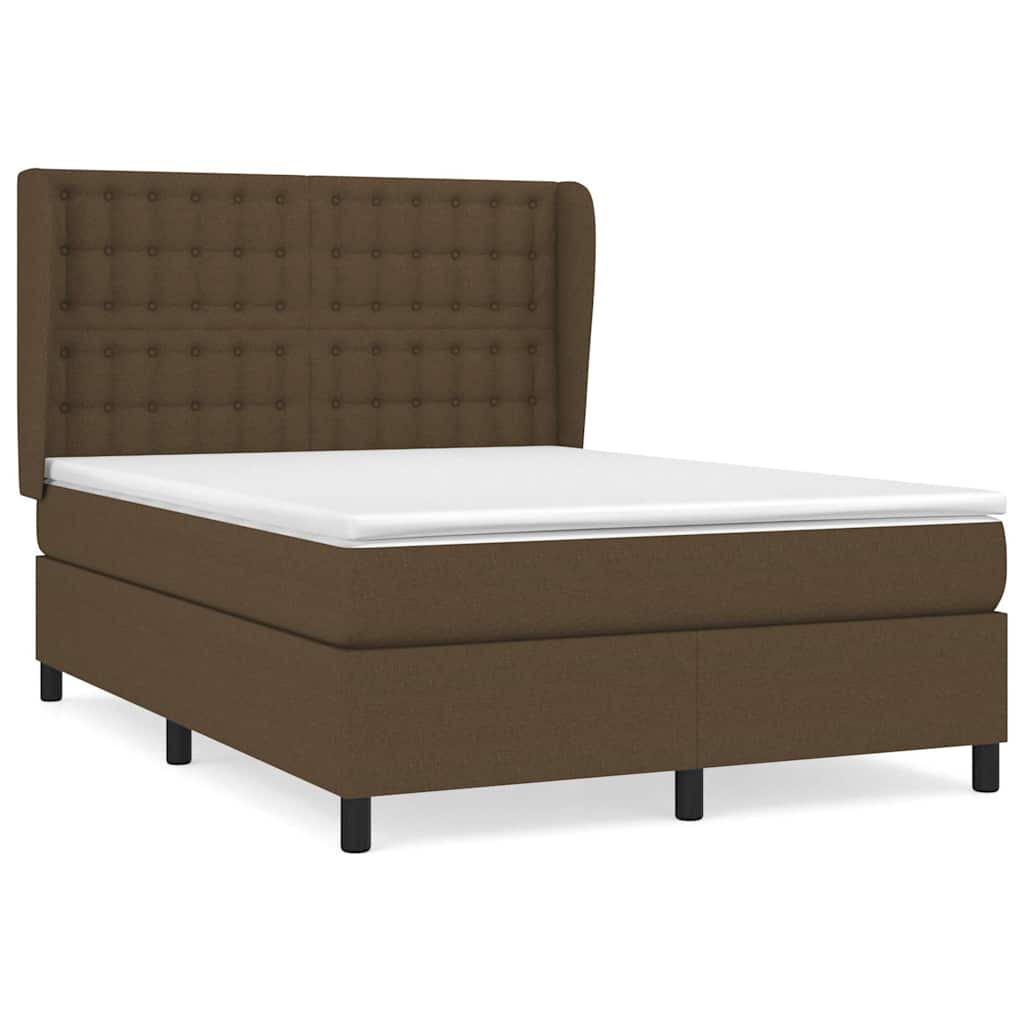 Sommier à lattes de lit avec matelas Marron foncé 140x200 cm