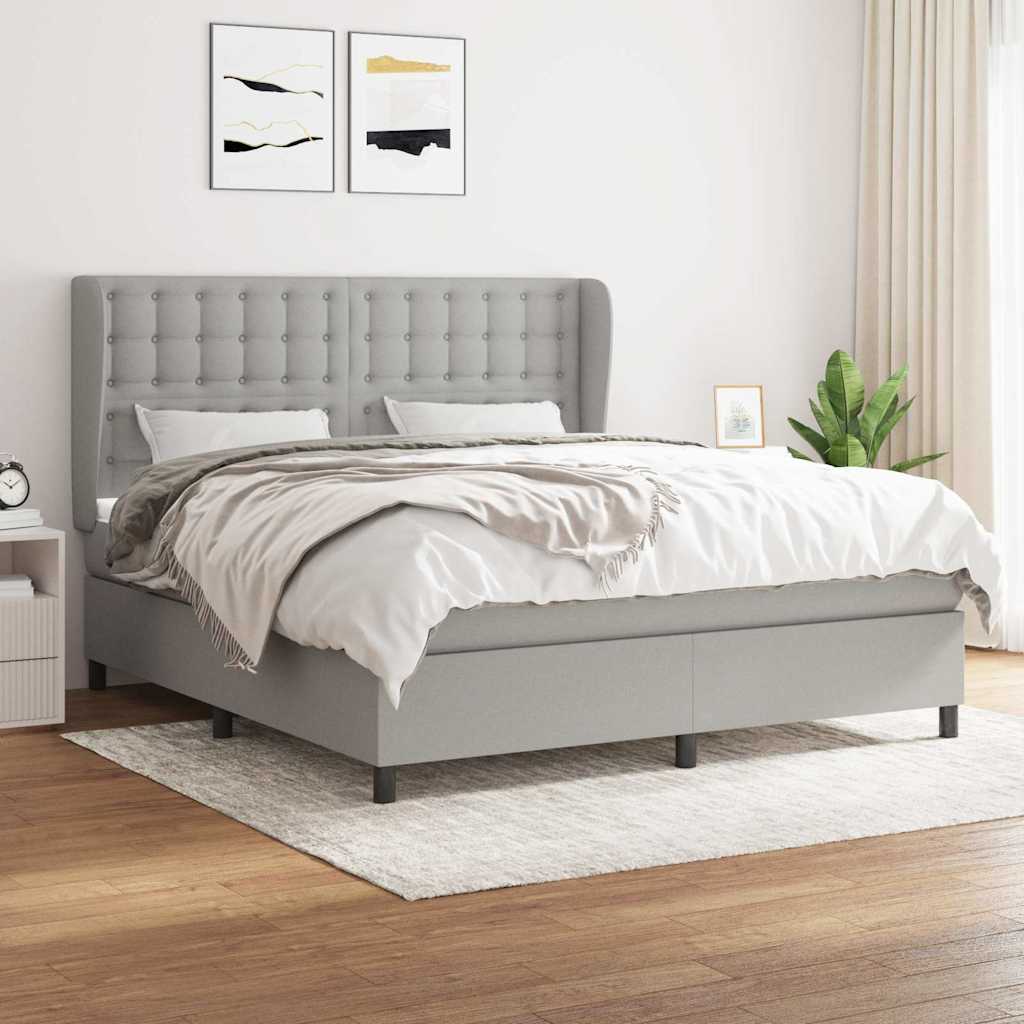 Sommier à lattes de lit avec matelas Gris clair 160x200cm Tissu