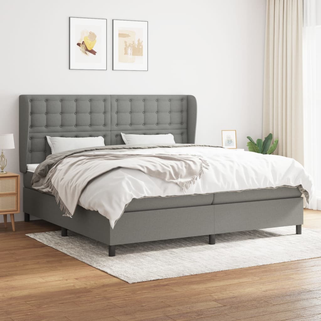 Sommier à lattes de lit avec matelas Gris foncé 200x200cm Tissu - XIOS