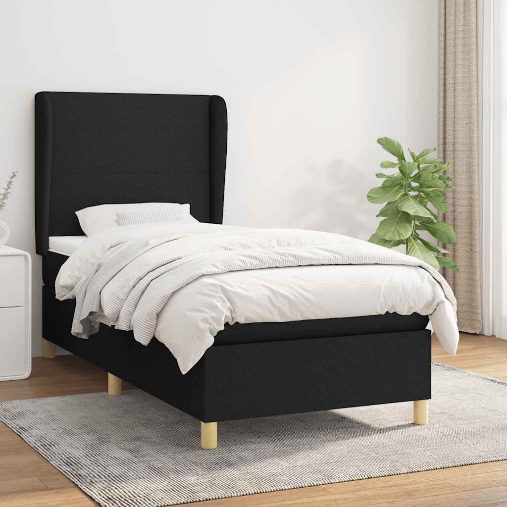 Sommier à lattes de lit et matelas Noir 80x200 cm Tissu - XIOS