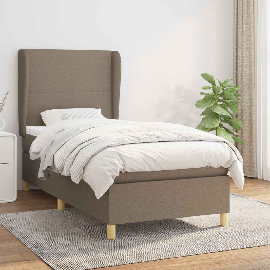Sommier à lattes de lit avec matelas Taupe 80x200 cm Tissu Lits & cadres de lit vidaXL