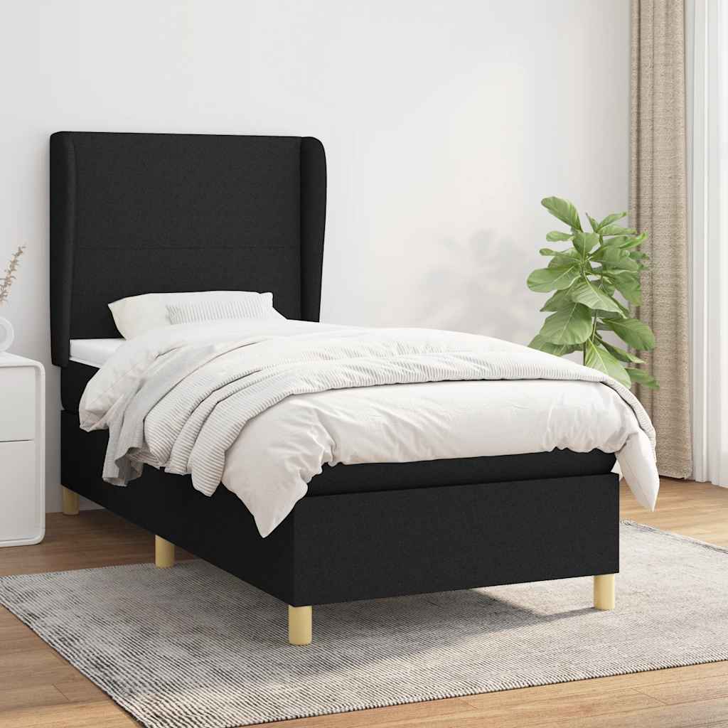 Sommier à lattes de lit avec matelas Noir 90x190 cm Tissu - XIOS