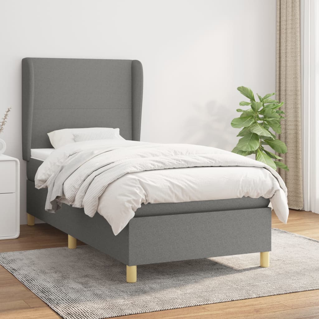 Sommier à lattes de lit avec matelas Gris foncé 90x200 cm Tissu - XIOS