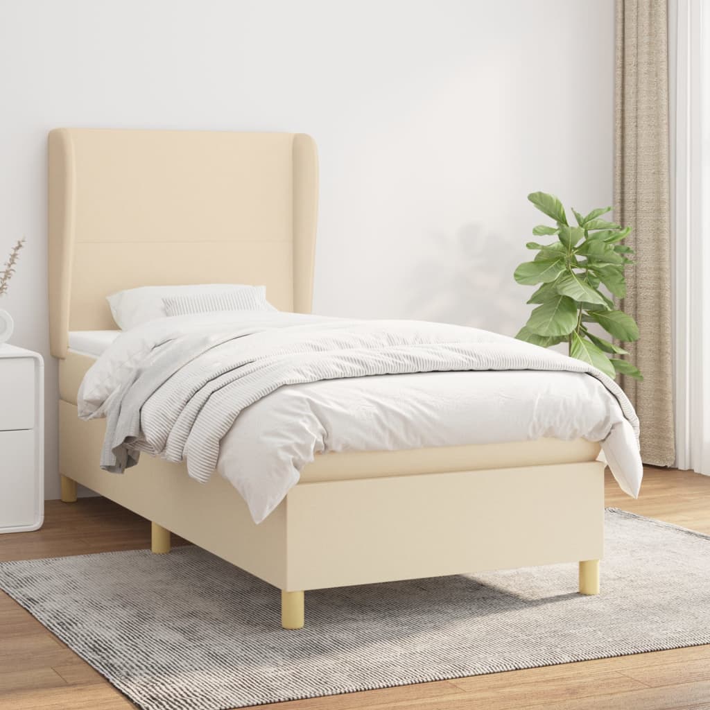 Sommier à lattes de lit avec matelas Crème 90x200 cm Tissu - XIOS