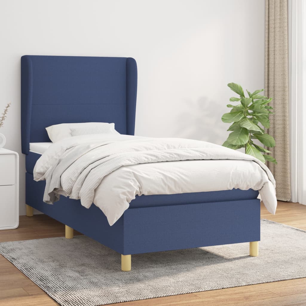 Sommier à lattes de lit avec matelas Bleu 100x200 cm Tissu - XIOS